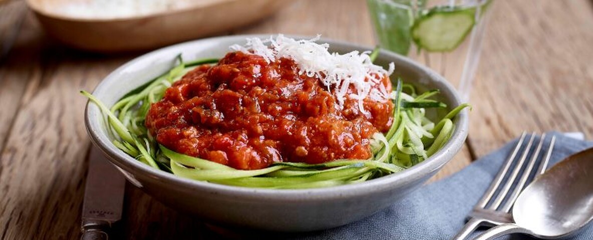 Courgetti met vegetarische bolognaisesaus