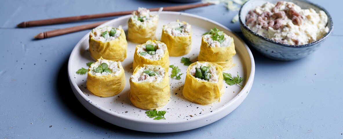 Sushirolletjes met grijze garnaalsalade
