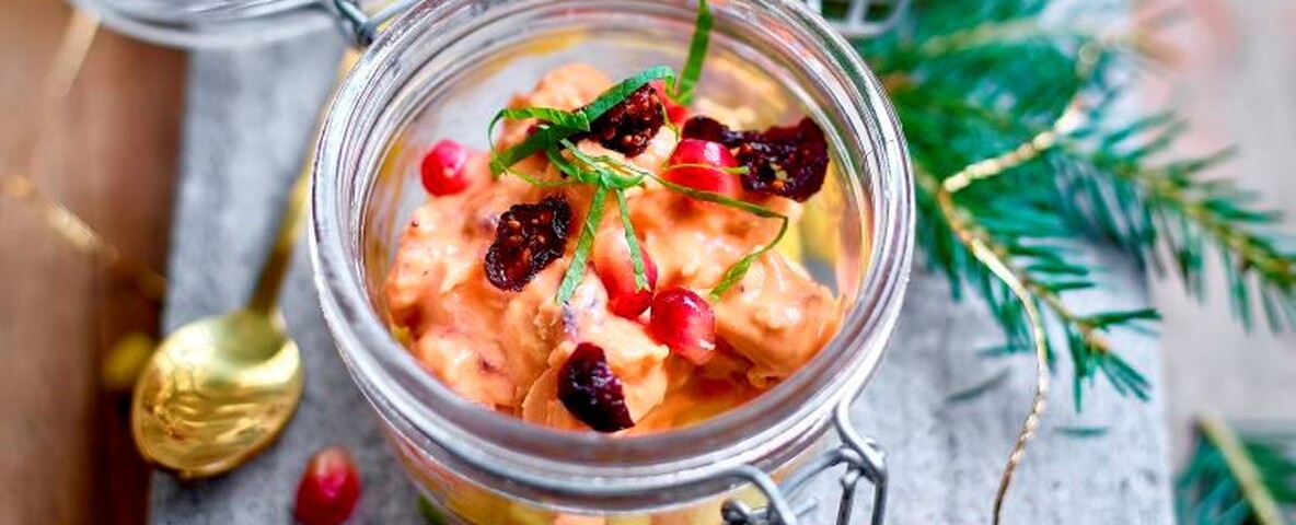 Aperitiefglaasje met Feestkalkoensalade